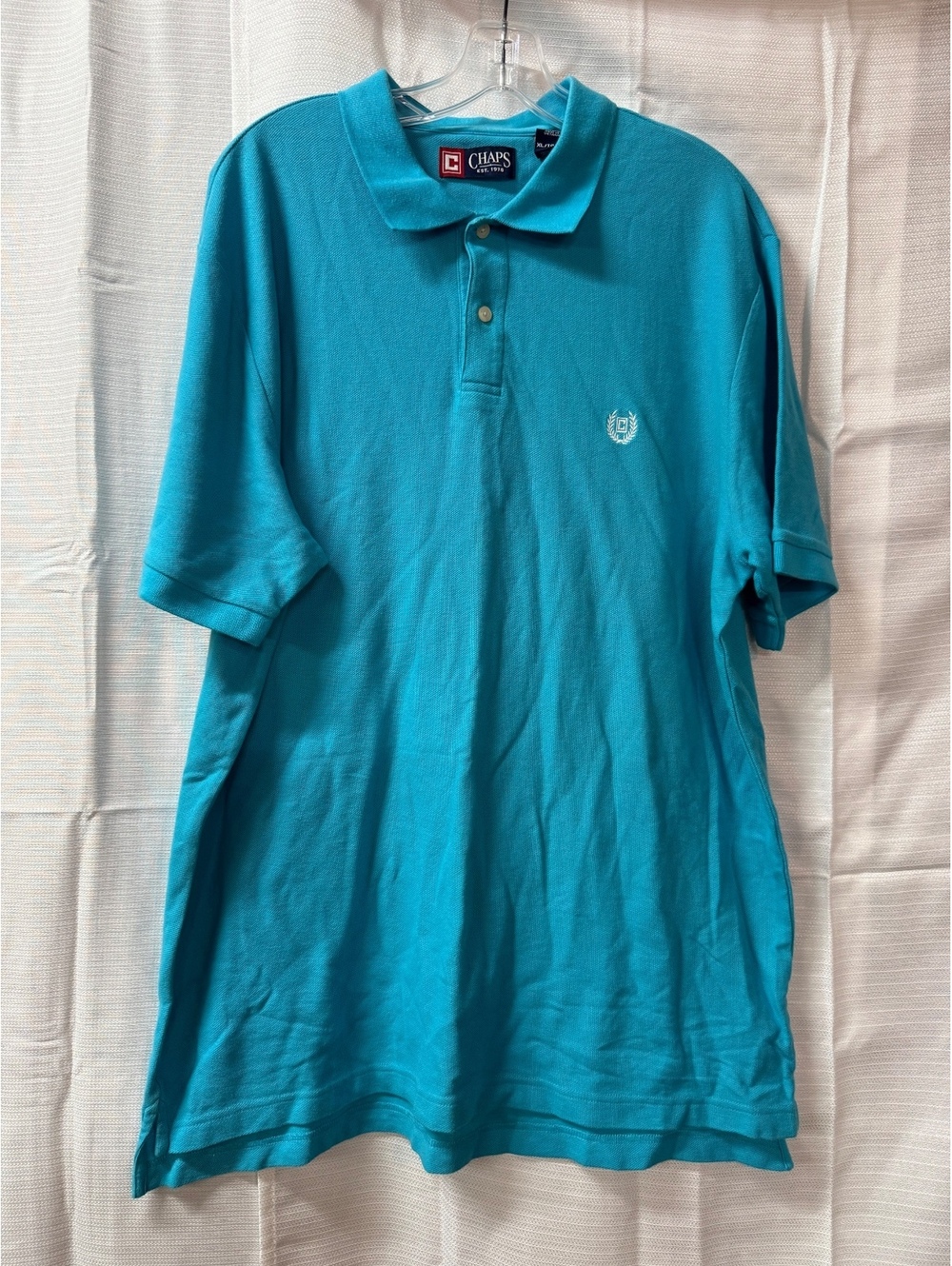 Chaps Men's XL Turquoise Polo Shirt 100% Cotton Made in Vietnam